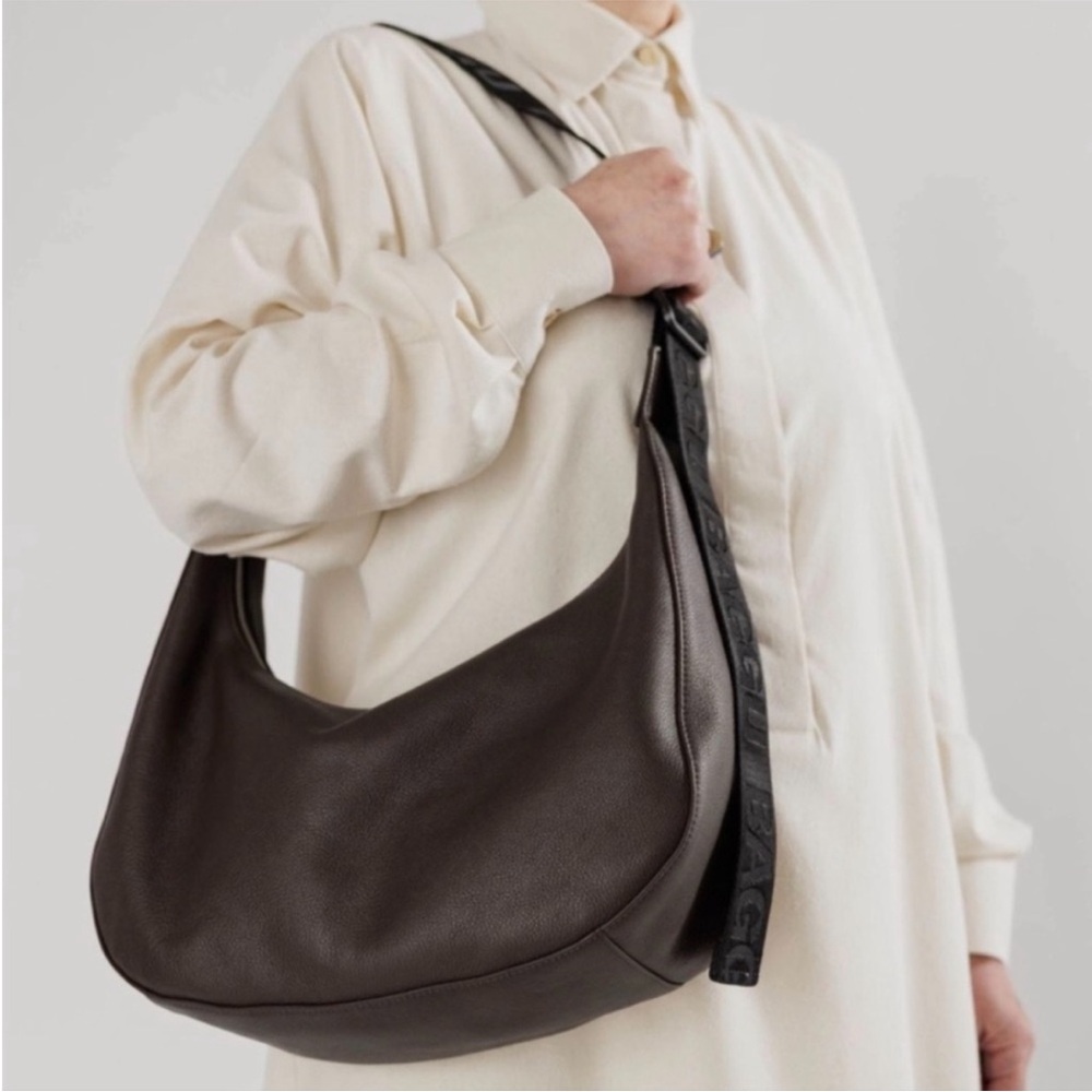BAGGU Deadstock Chocolate Brown Leather Crescent